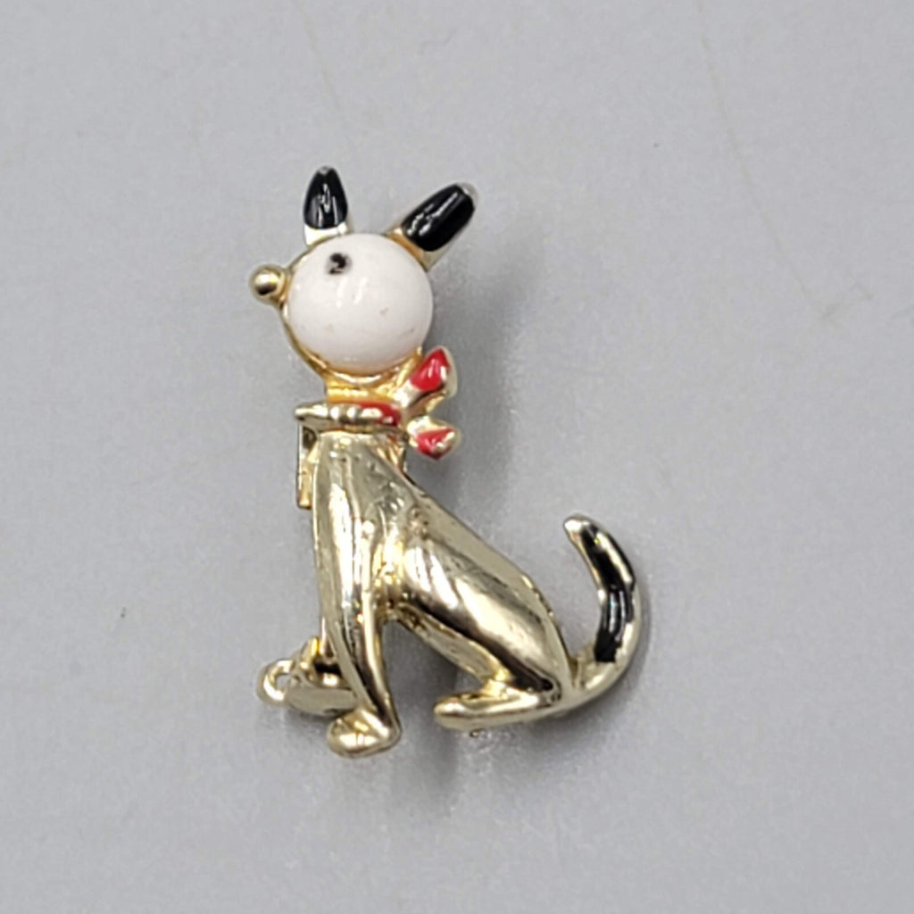Vintage Scatter Pin Dog Cat Gold tone Enamel 1 1/8"