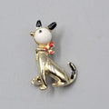Vintage Scatter Pin Dog Cat Gold tone Enamel 1 1/8"