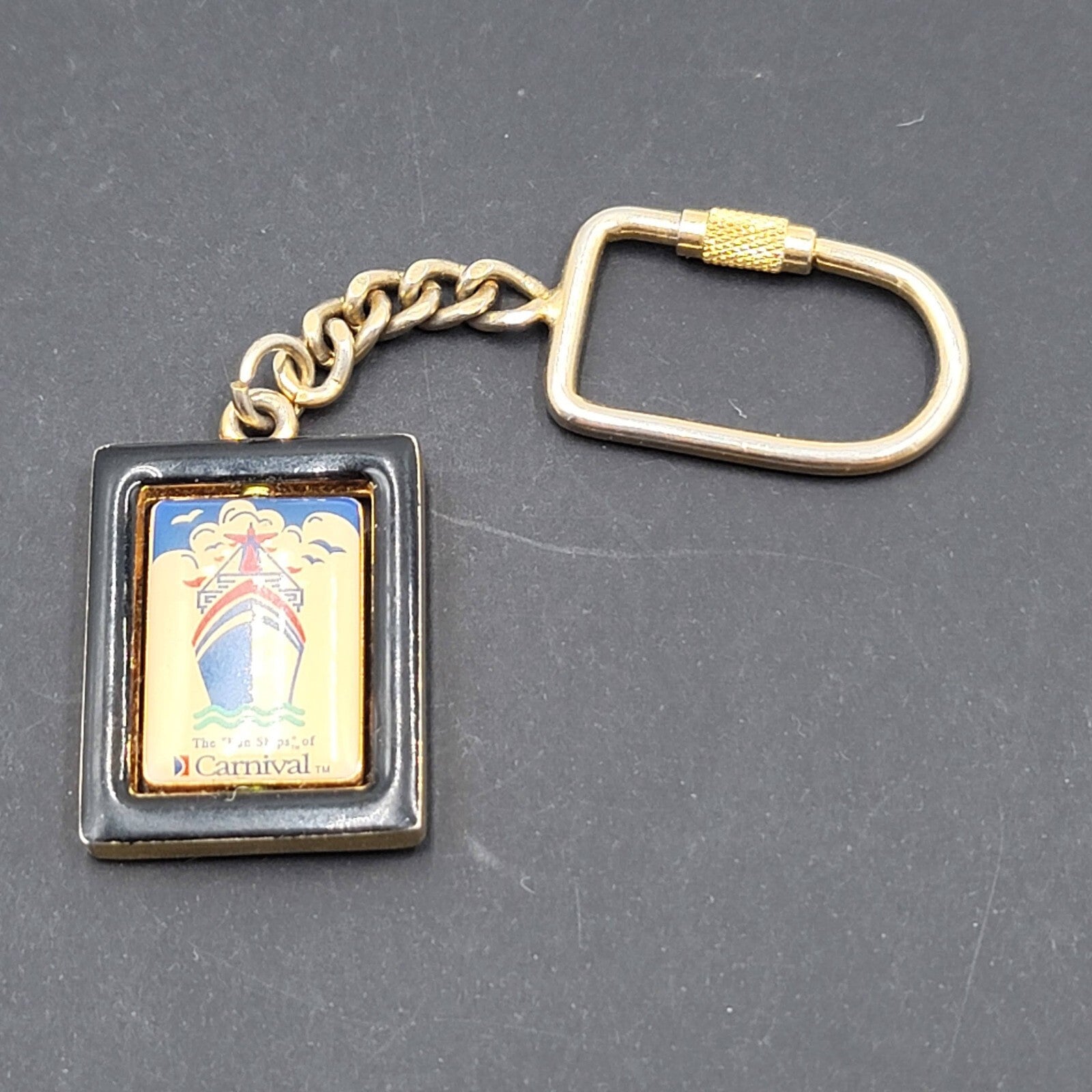 Vintage Keychain Carnival Cruises The Fun Ship Cruise Ship Metal Enamel Spinner