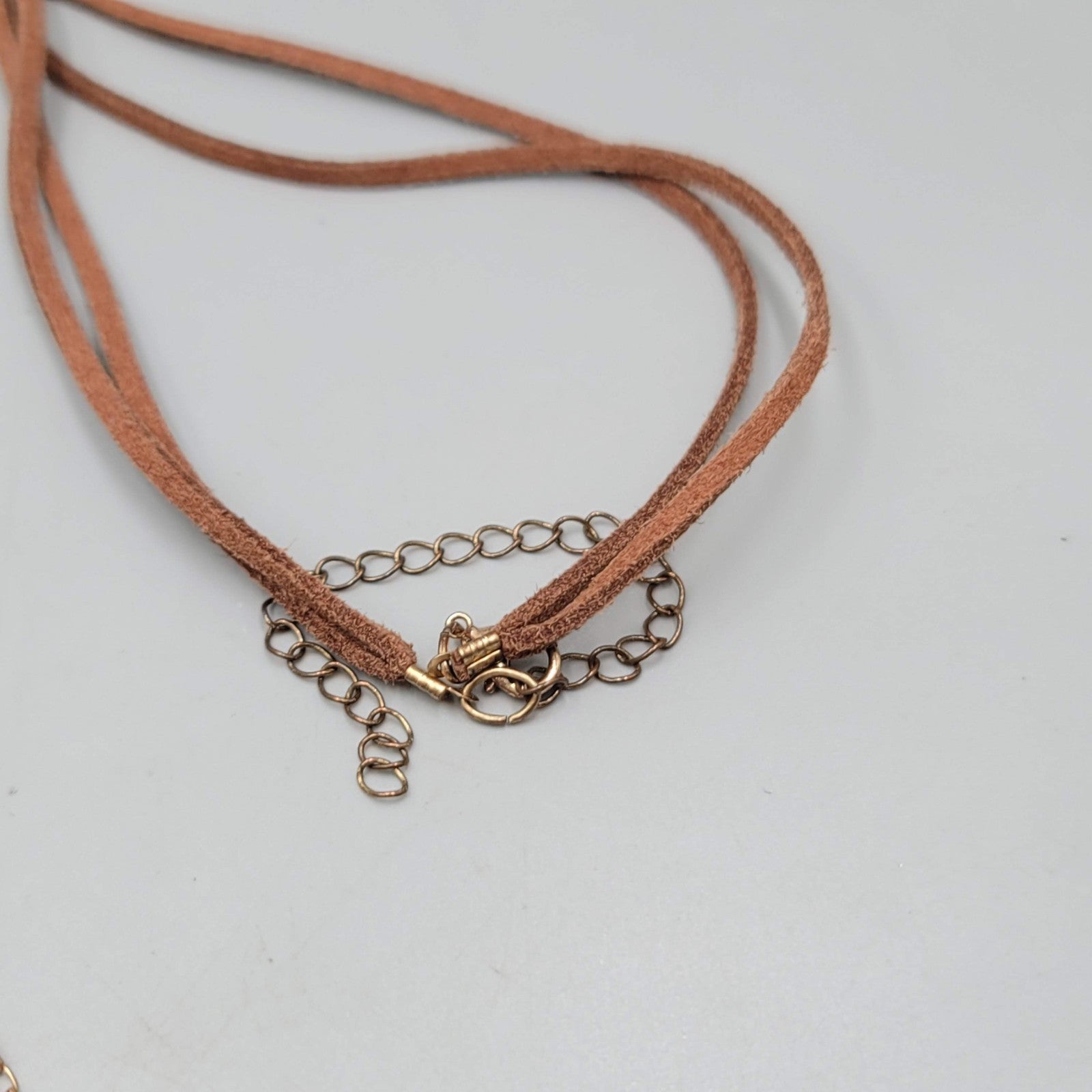 LONG Leather Southwest Style Necklace Blue Bead 40"