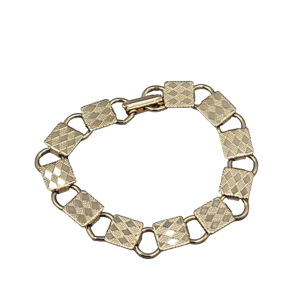 Vintage Bracelet Gold tone Square Links 7 in