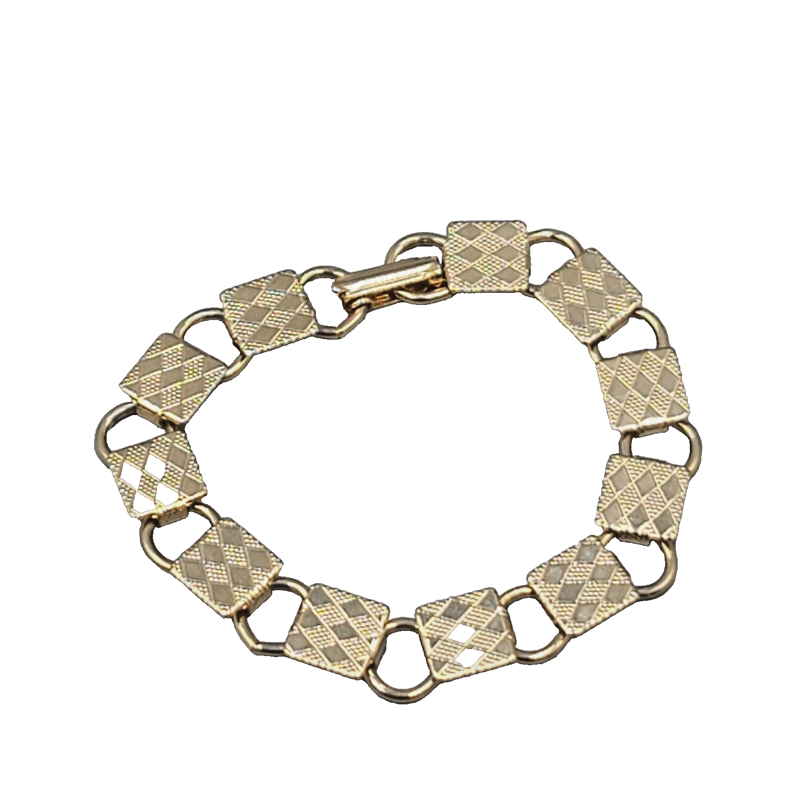 Vintage Bracelet Gold tone Square Links 7 in