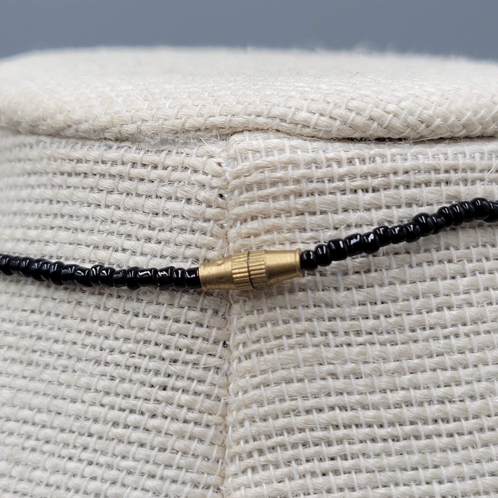 Hand Carved Leaf Pendant Necklace Black Seed Bead 16"
