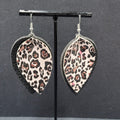 Pierced Earrings Faux Leather Leopard Print Layered Dangle 2.25"