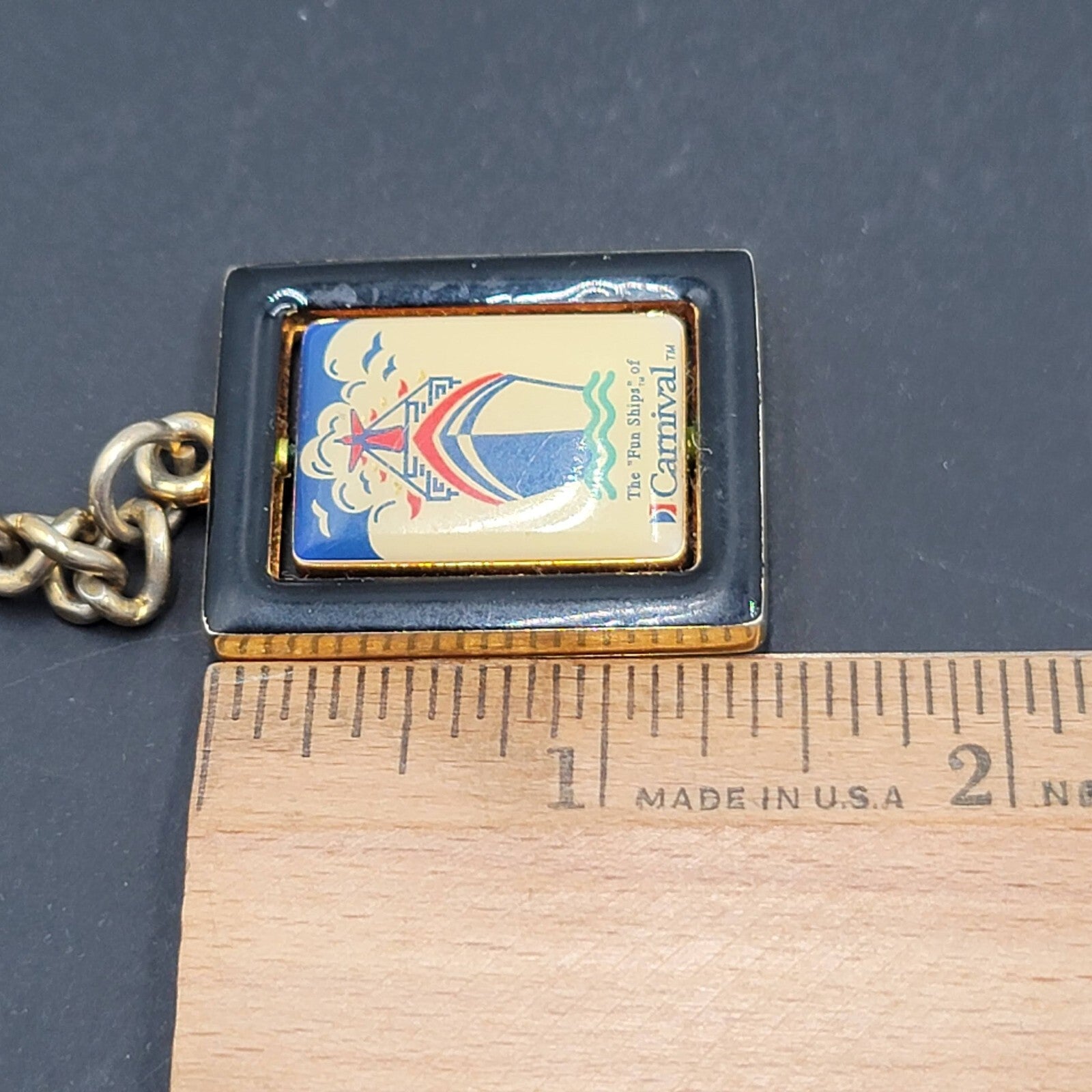 Vintage Keychain Carnival Cruises The Fun Ship Cruise Ship Metal Enamel Spinner