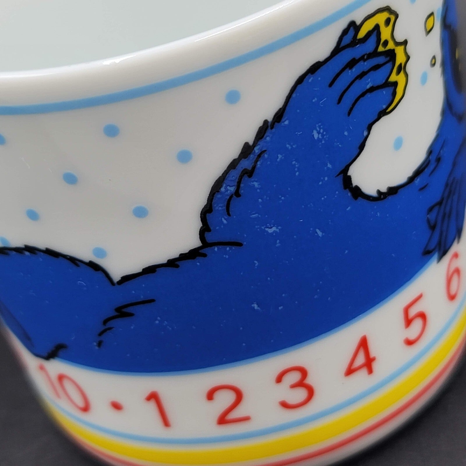 Sesame Street Cookie Monster Counting Made In Japan Porcelain 4 oz Coffee Mug