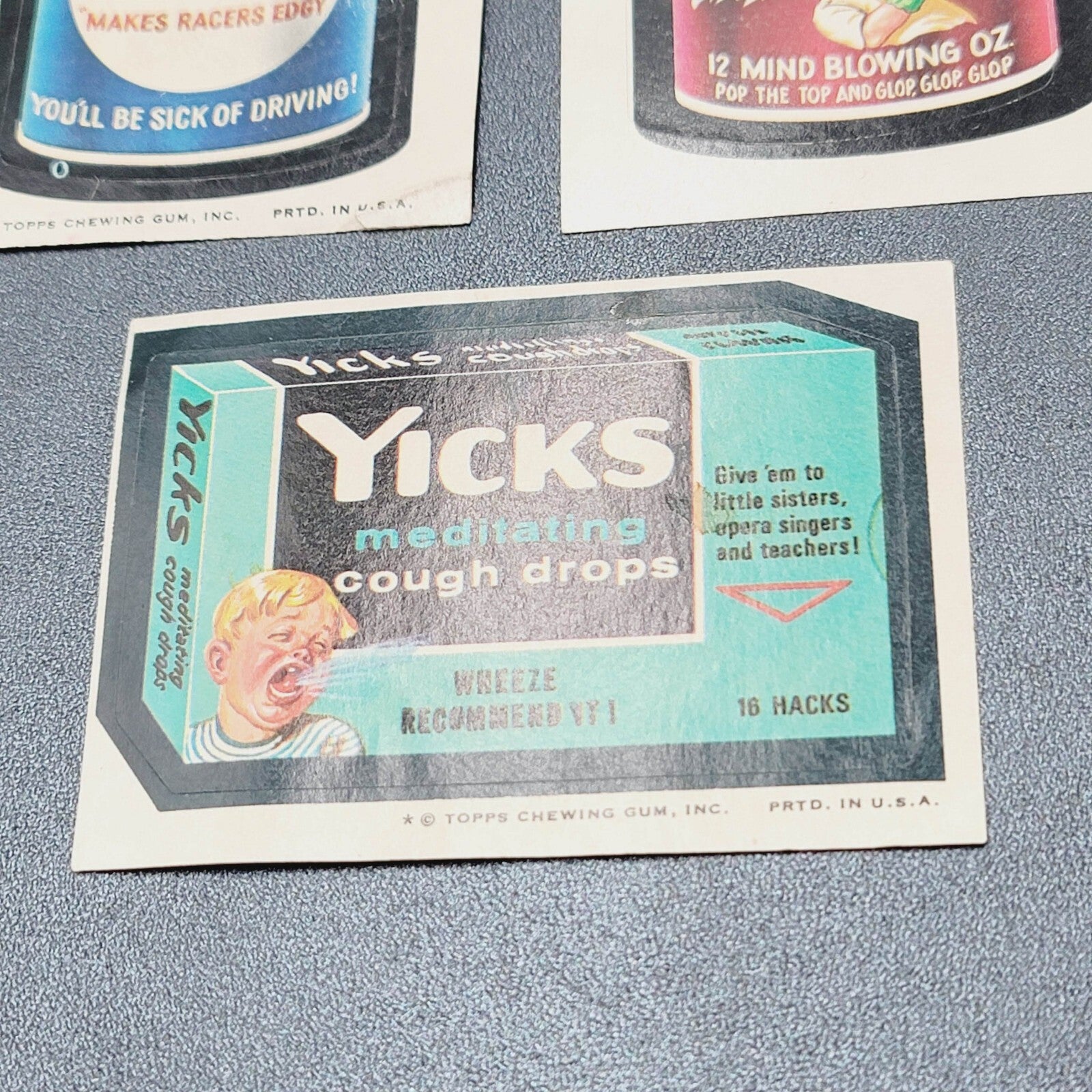 Vintage Topps Wacky Packages Yicks Cough Drops Dr Popper STD Oil Shortage 3 Lot