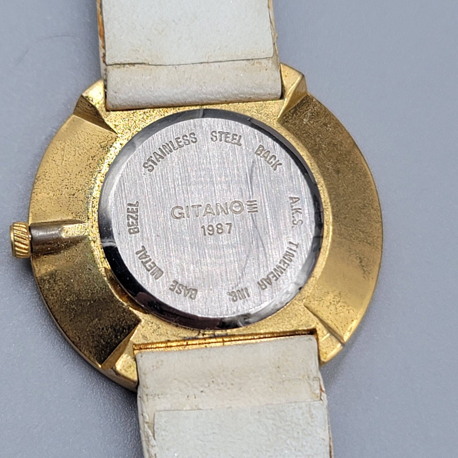 Vintage Gitano Watch Women Gold Tone MOP Mosaic Bezel NEEDS BATTERY
