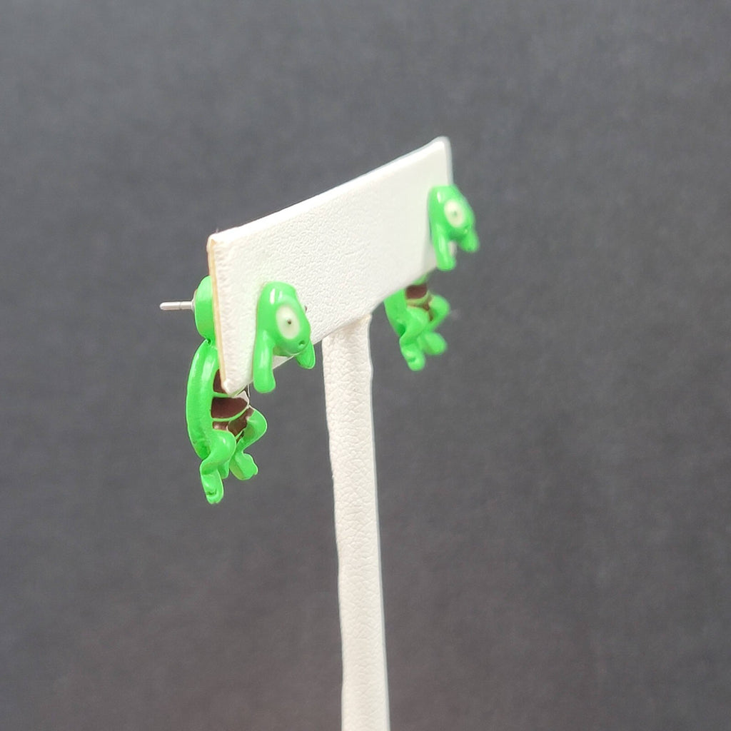 Turtle Pierced Earrings Enamel Enamel Dangle 3/4"