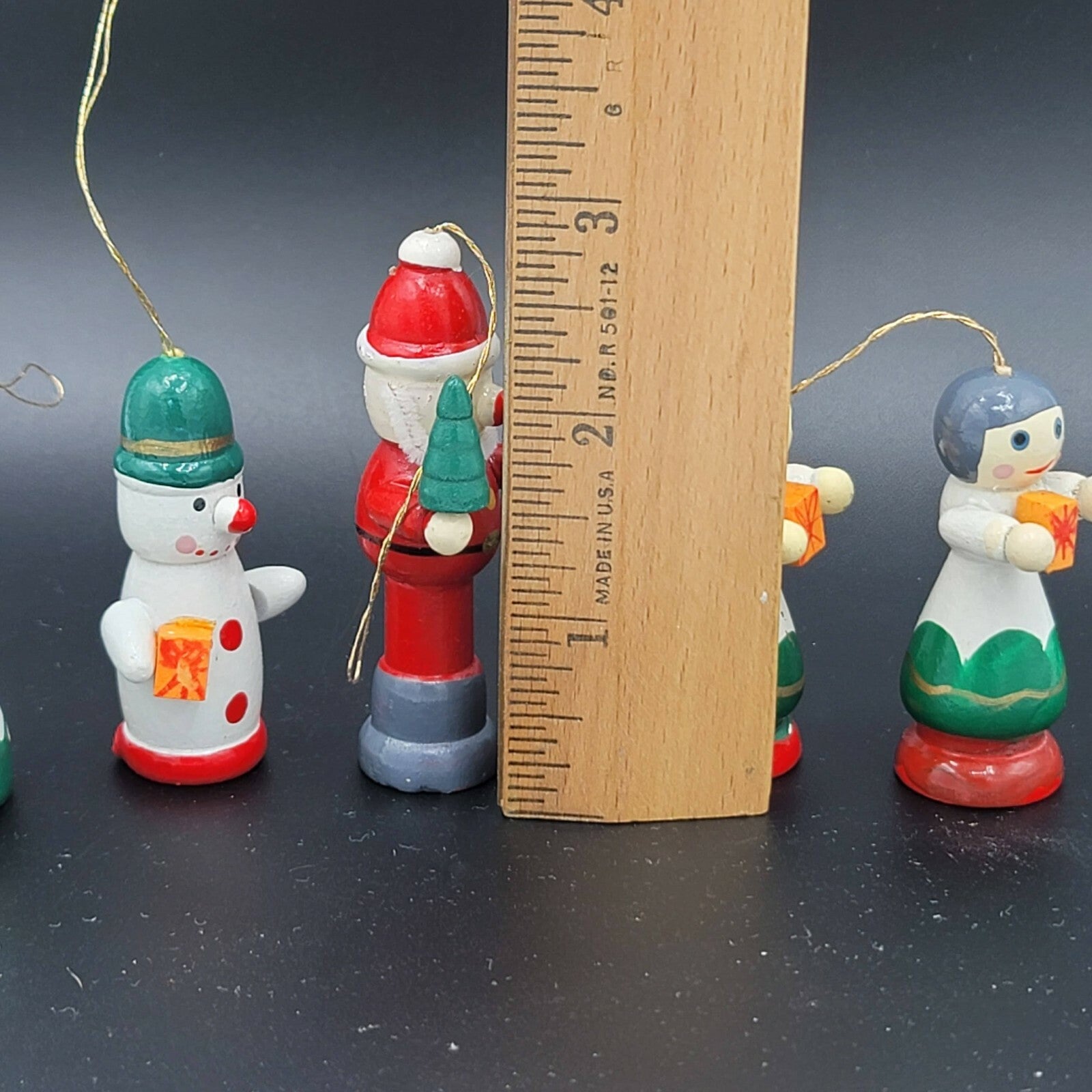 Lot of 5 Wooden Ornaments Christmas Tree Decorations Santa Tree Snowman Figures