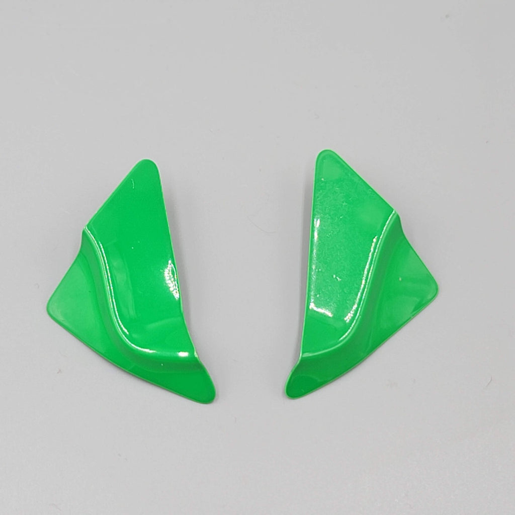 Vintage Green Enamel Statement Drop Pierced Earrings 80s 1 7/8"