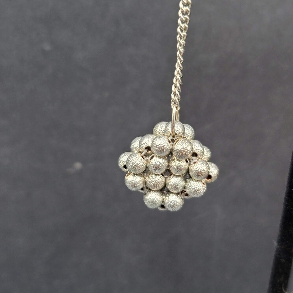 Vintage Pierced Earrings Silver tone Bead Cluster Dangle Unique 2.5"