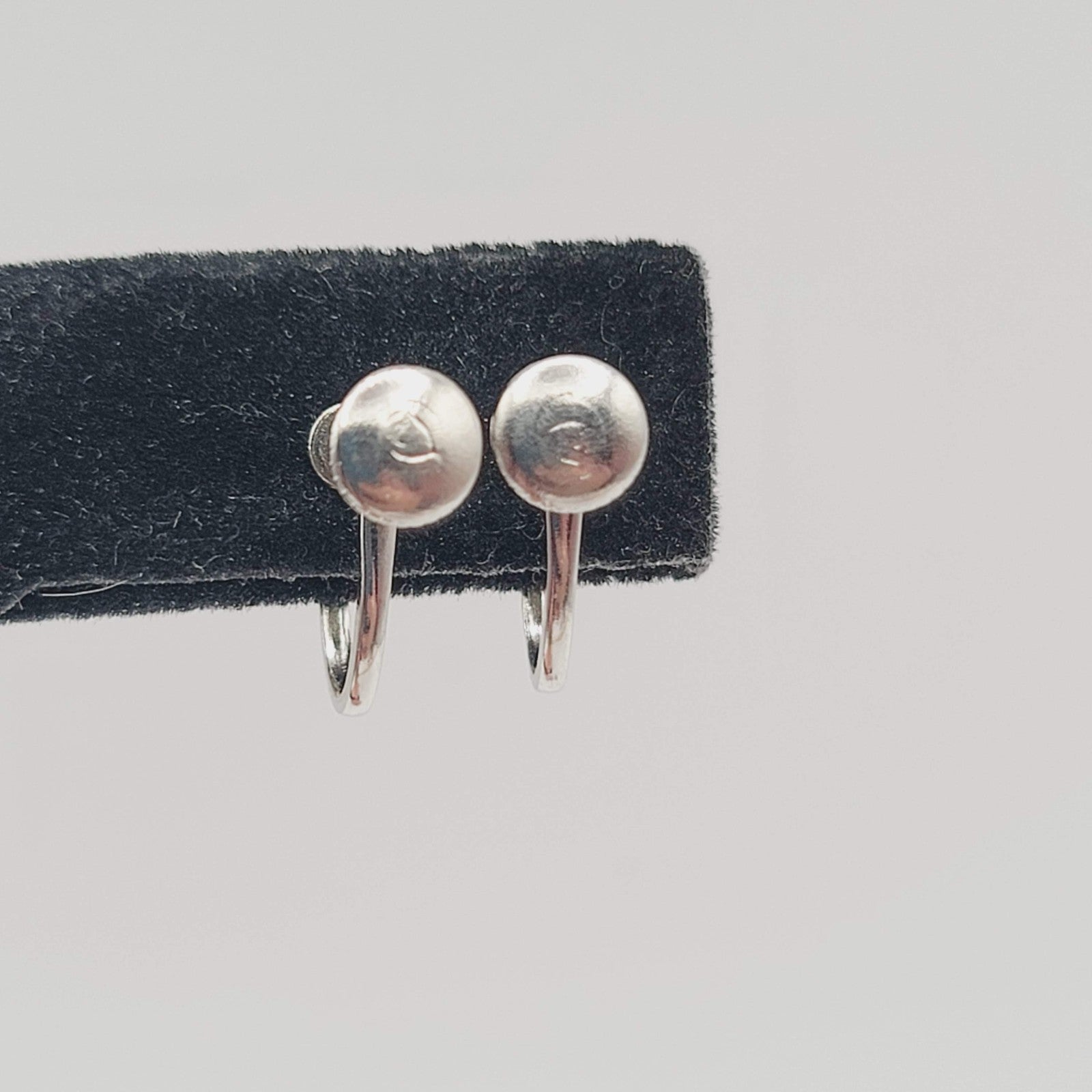 Vintage Stud Clip on Earrings Cubic Zirconia Silver tone 3/16 in