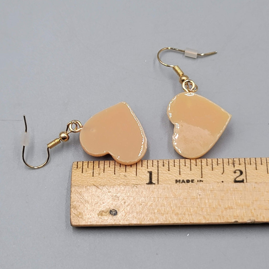Heart Cookie Dangle Pierced Earrings Pink Frosting Sprinkles Gold tone Hook 7/8"