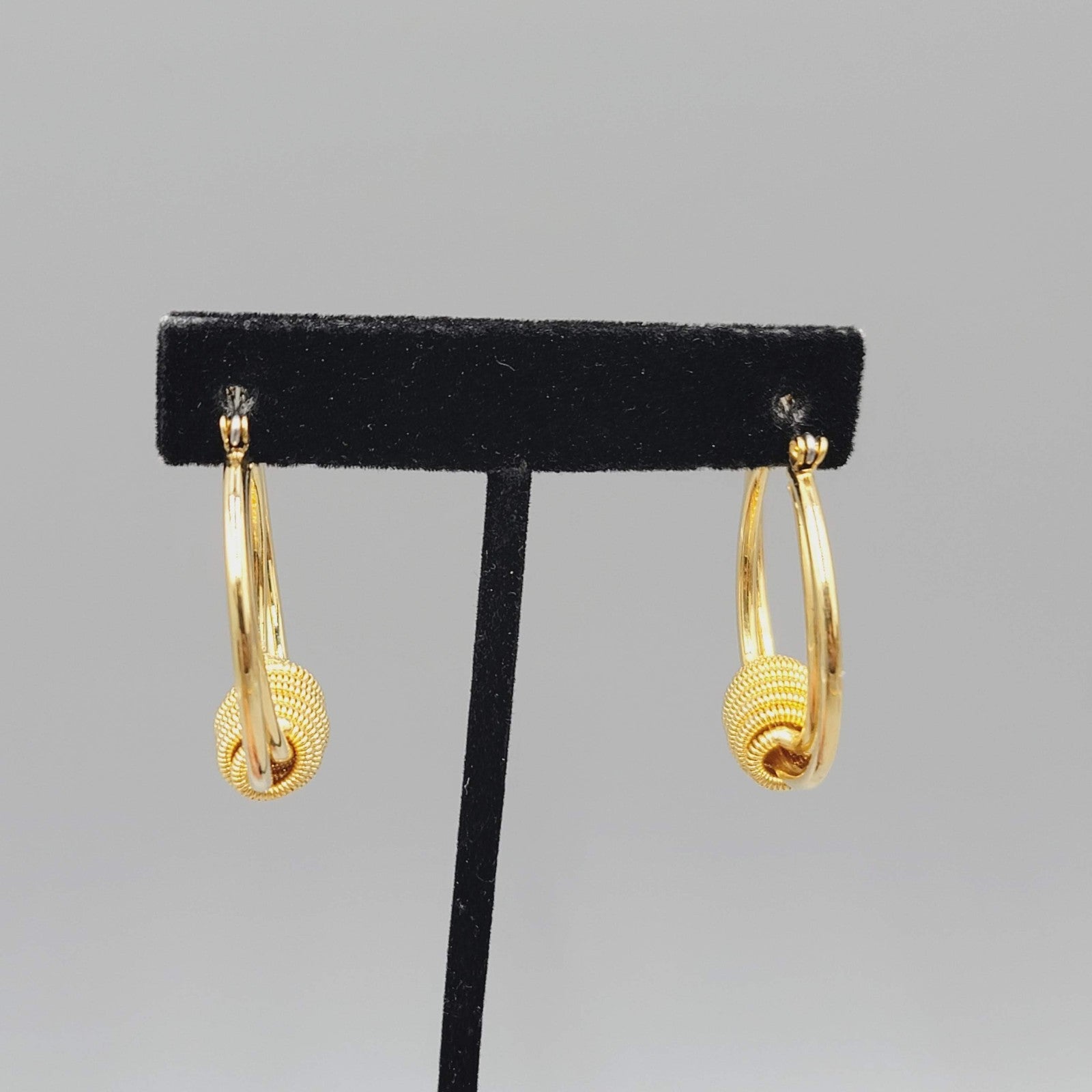 Double Hoops Coiled Pierced Earrings Gold tone Dangle 1.5"