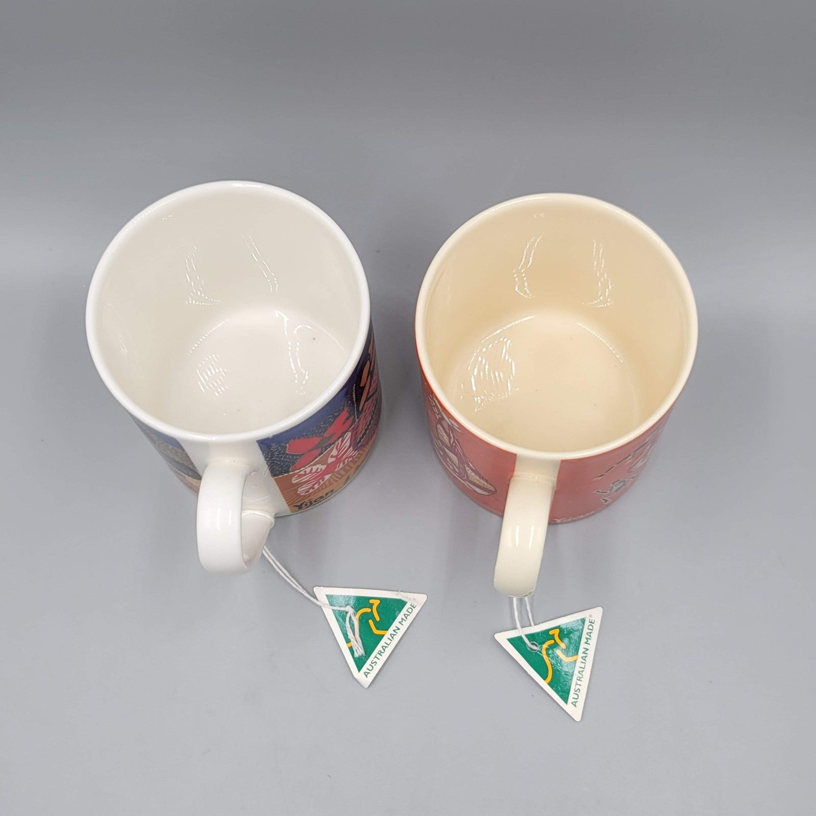 Yijan Australia Coffee Mug Cup Set of 2 Aboriginal Art Tribal NWT