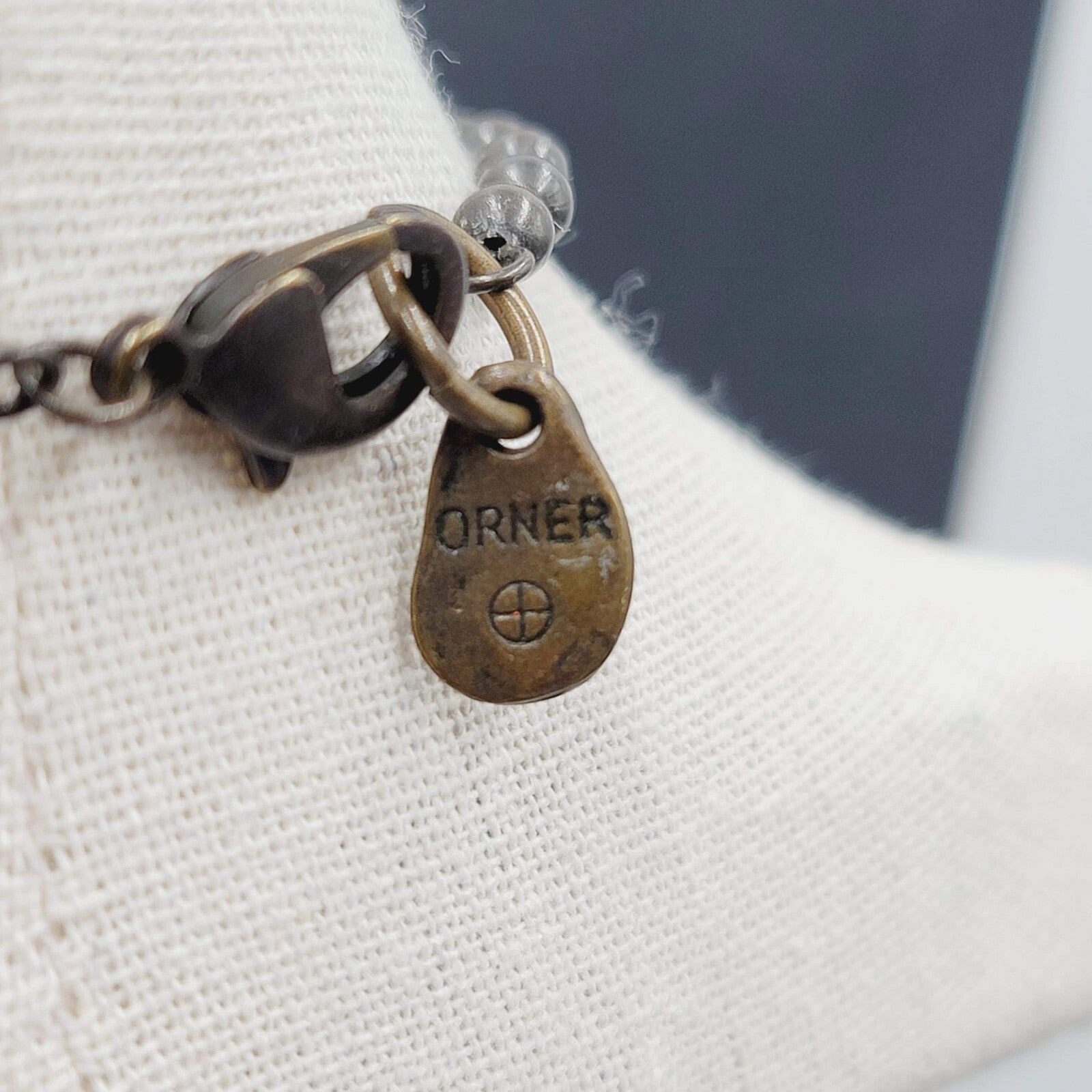 Orner Necklace Made in France Ball Chain Weaved Pendant Artisan Boho 17"