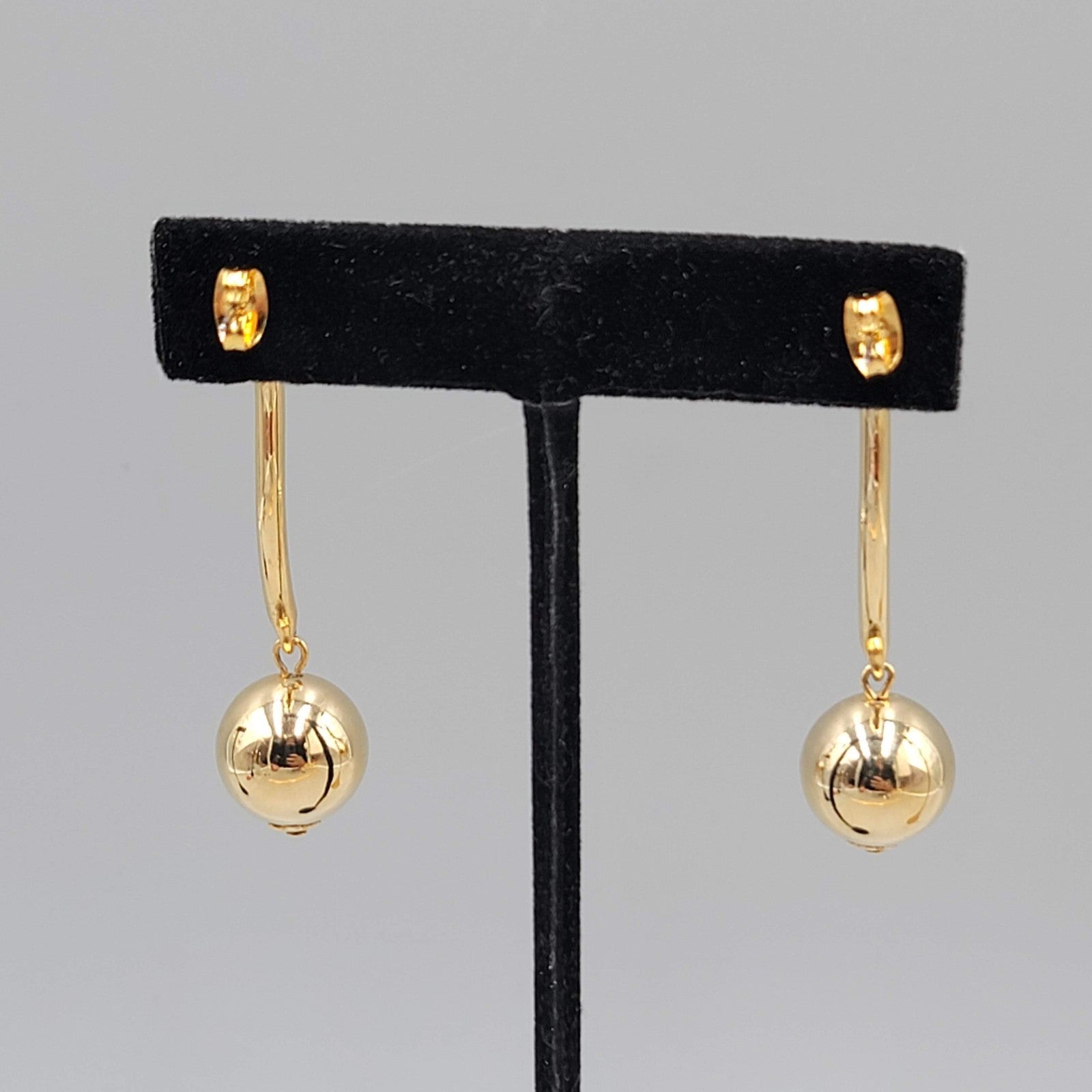 Modernist Drop Pierced Earrings Gold tone Dangle 2.5 in