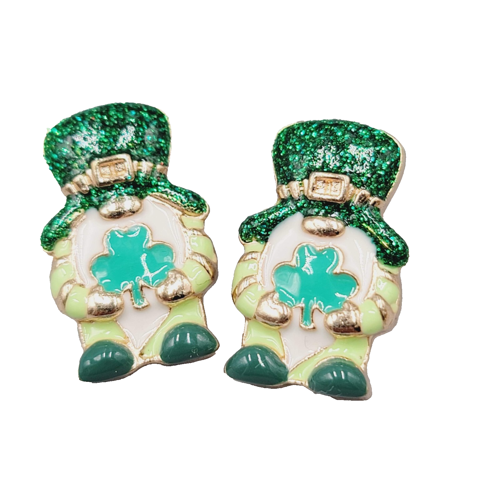 Leprechaun Pierced Earrings Gold tone Drop Statement 1"