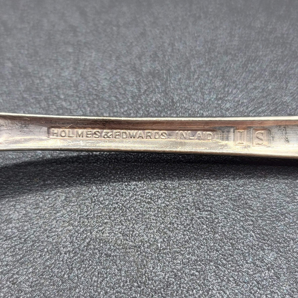 2 SOLID SERVING SPOONS HOLMES & EDWARDS  SILVERPLATE FLATWARE 8.25"