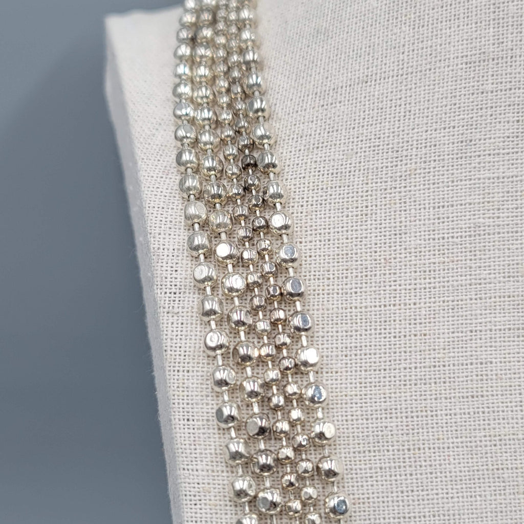 Multistrand Ball Chain Necklace Silver tone 26" - 30"