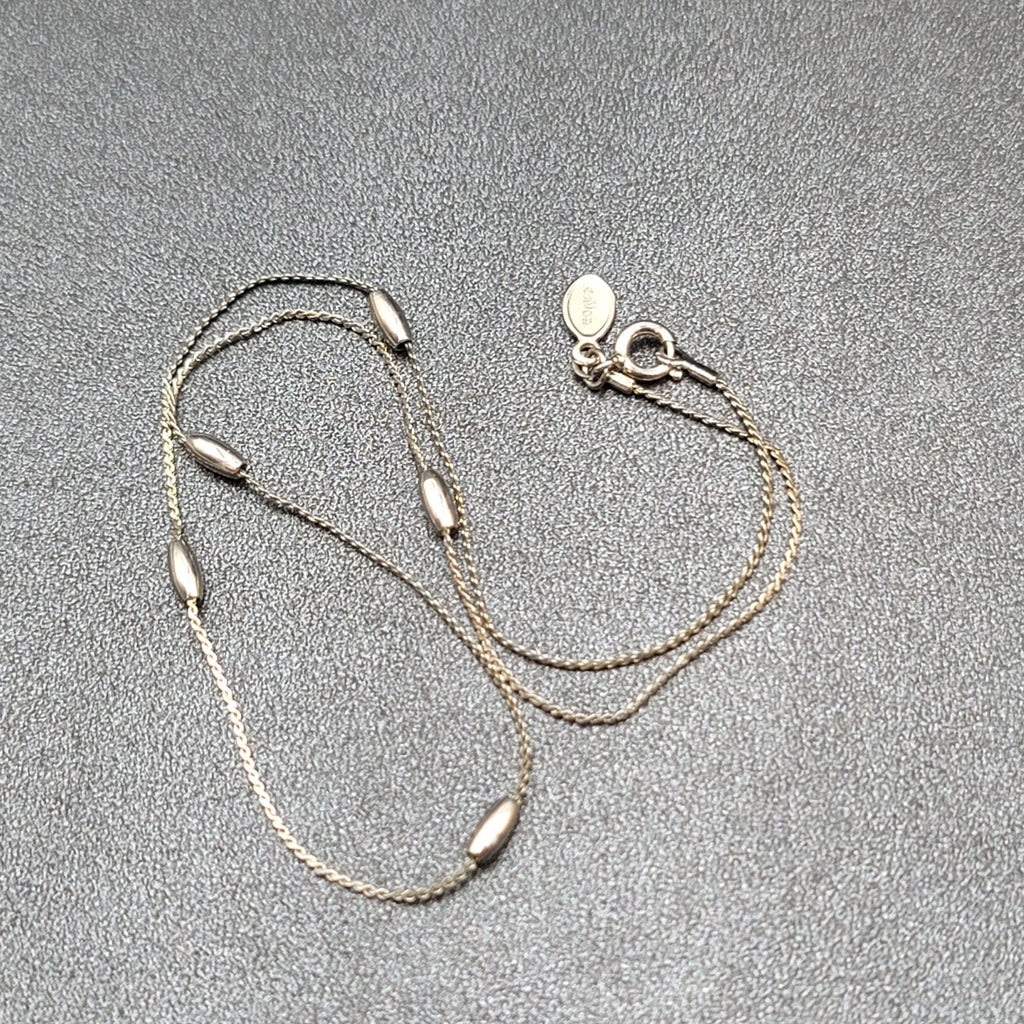 Vintage MONET Silver tone Chain Station Necklace 15" Small and Dainty