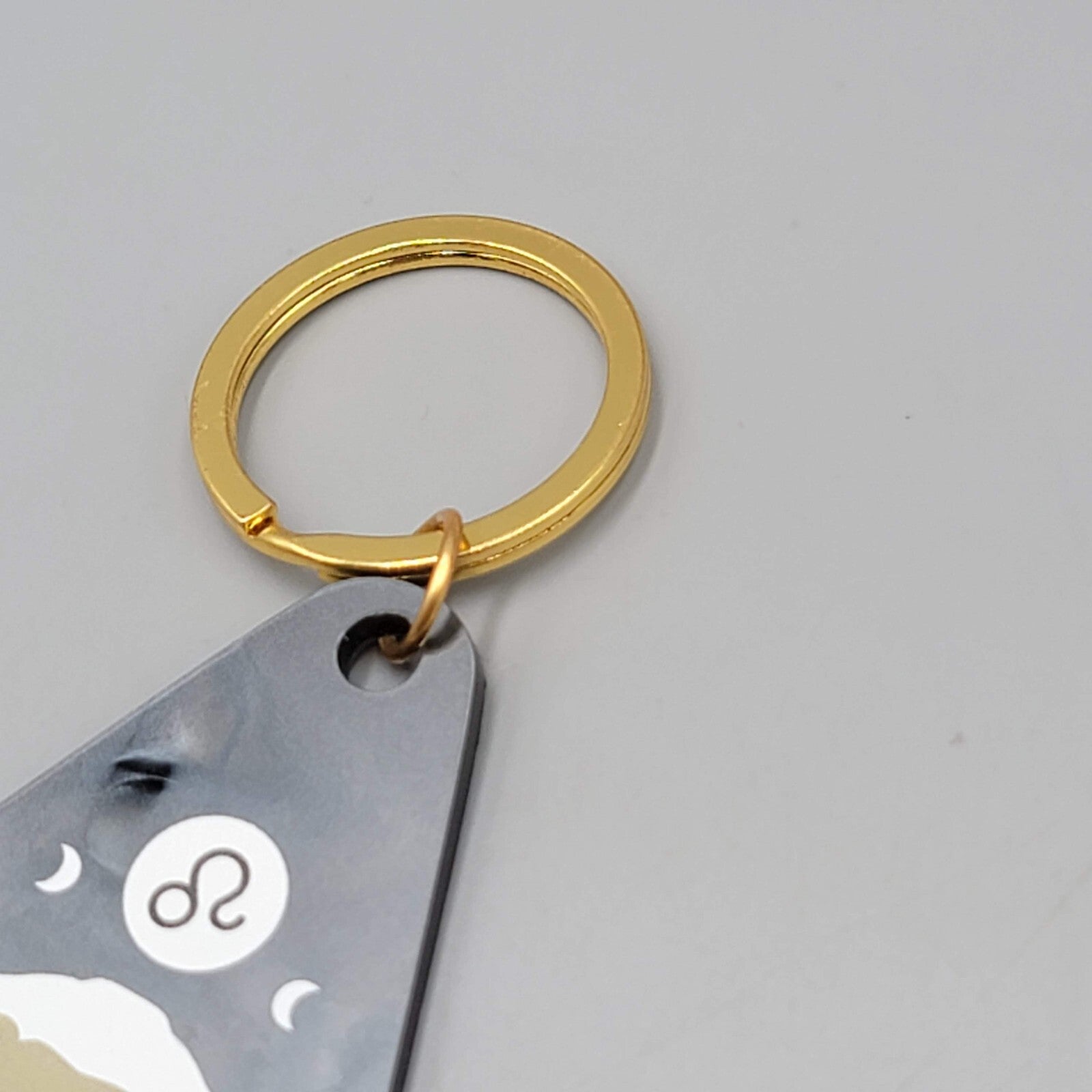 Leo Zodiac Astrology Resin Key Tag Keychain Gold tone
