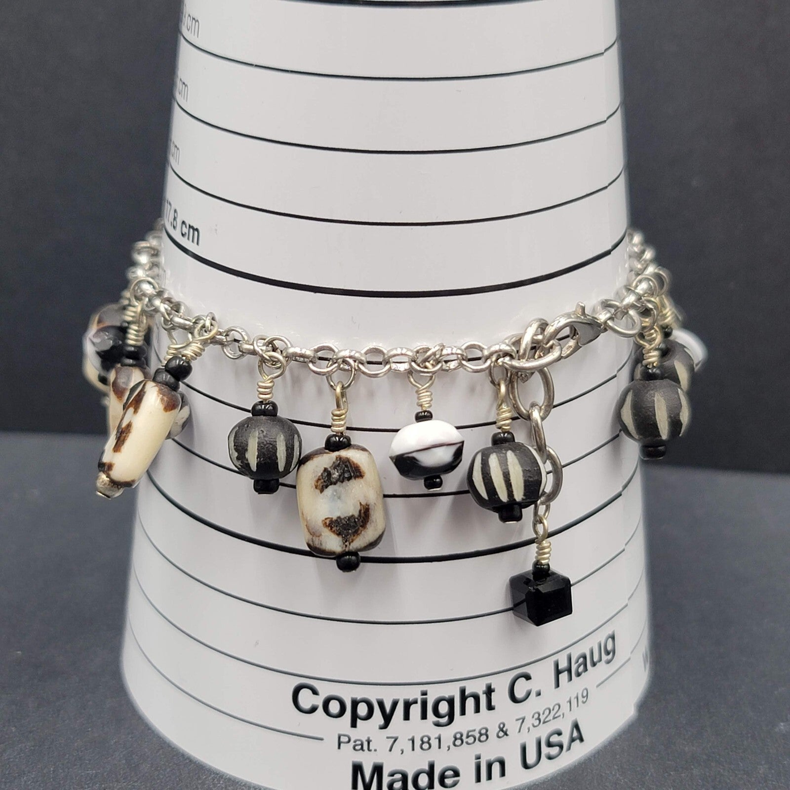African Batik Beaded Bracelet Silver tone Ankle Bracelet 8"-9"