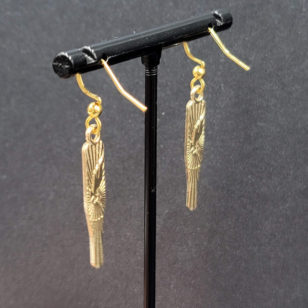 Nurse Thermometer Pierced Earrings Red White Enamel Gold tone Dangle 1 1/8"