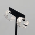 Wide Hoop Pierced Earrings Silver tone Hoops 7/8" x 1/2"