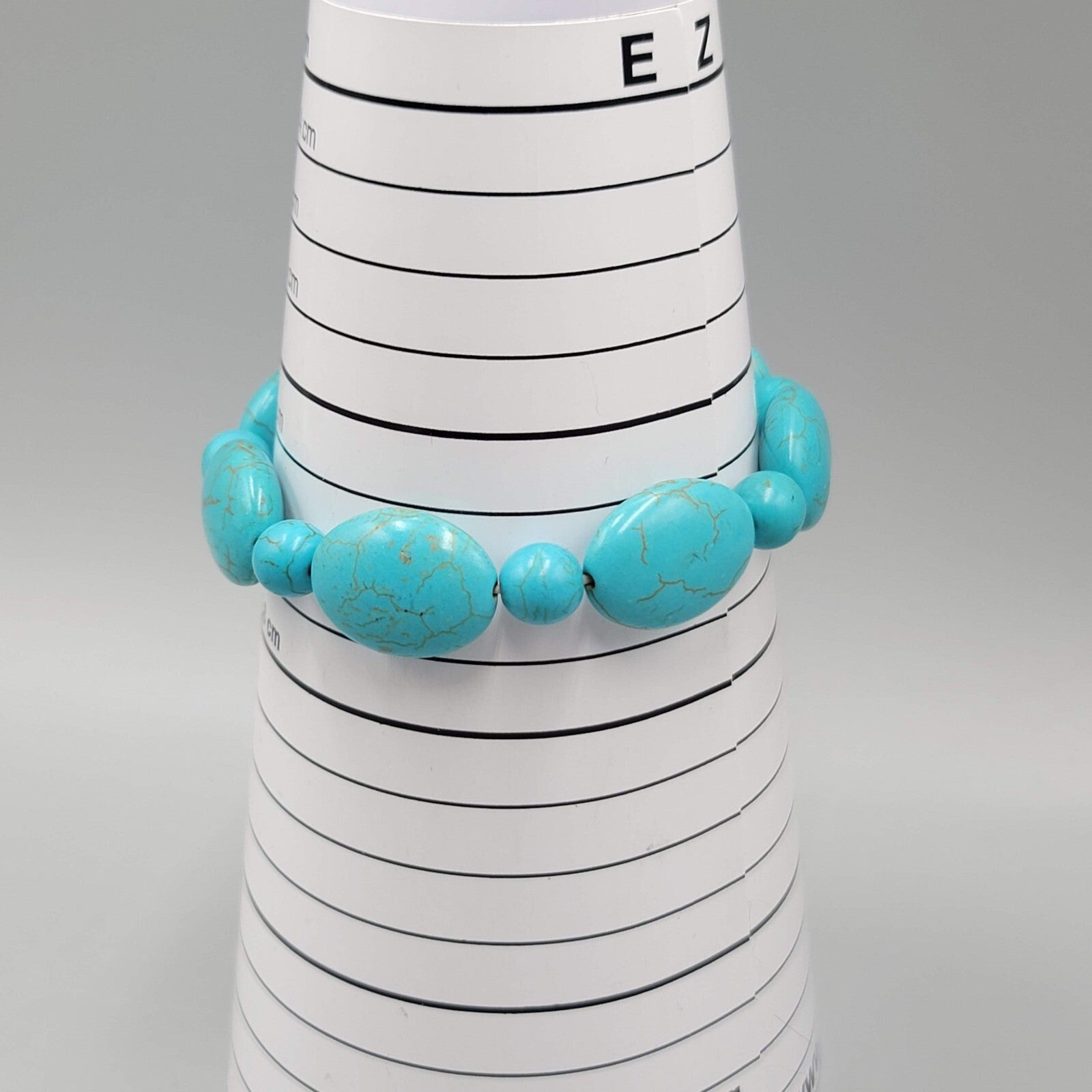 Turquoise Blue Dyed Howlite Stone Bead Bracelet Elastic 6.5"
