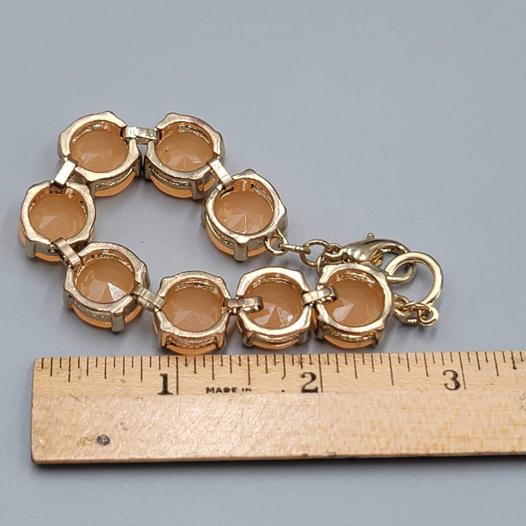 Leslie Danzis Bracelet Gold tone Peach Accents 6.5"-7.5"