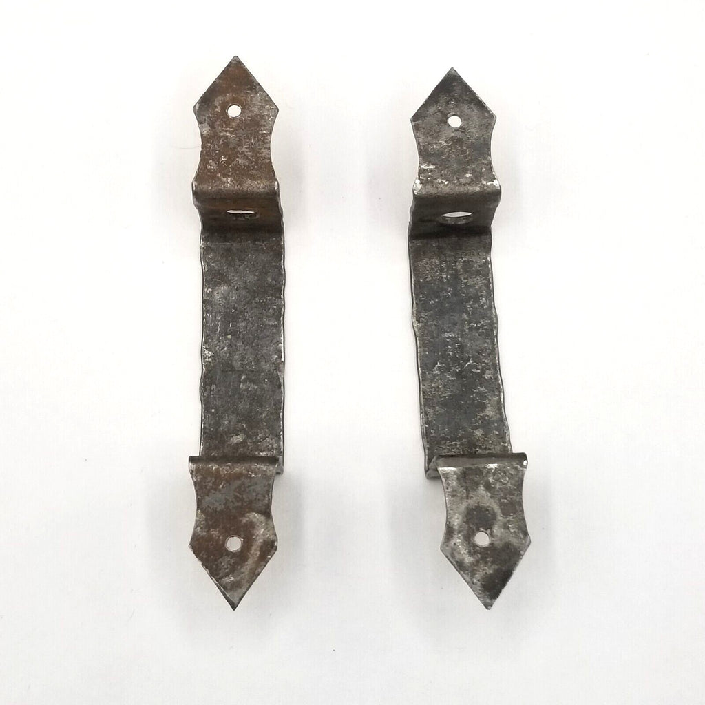Vintage PAIR Steel Pull Handle Hammered Silver tone 3 3/4" (holes) Door Cabinet 