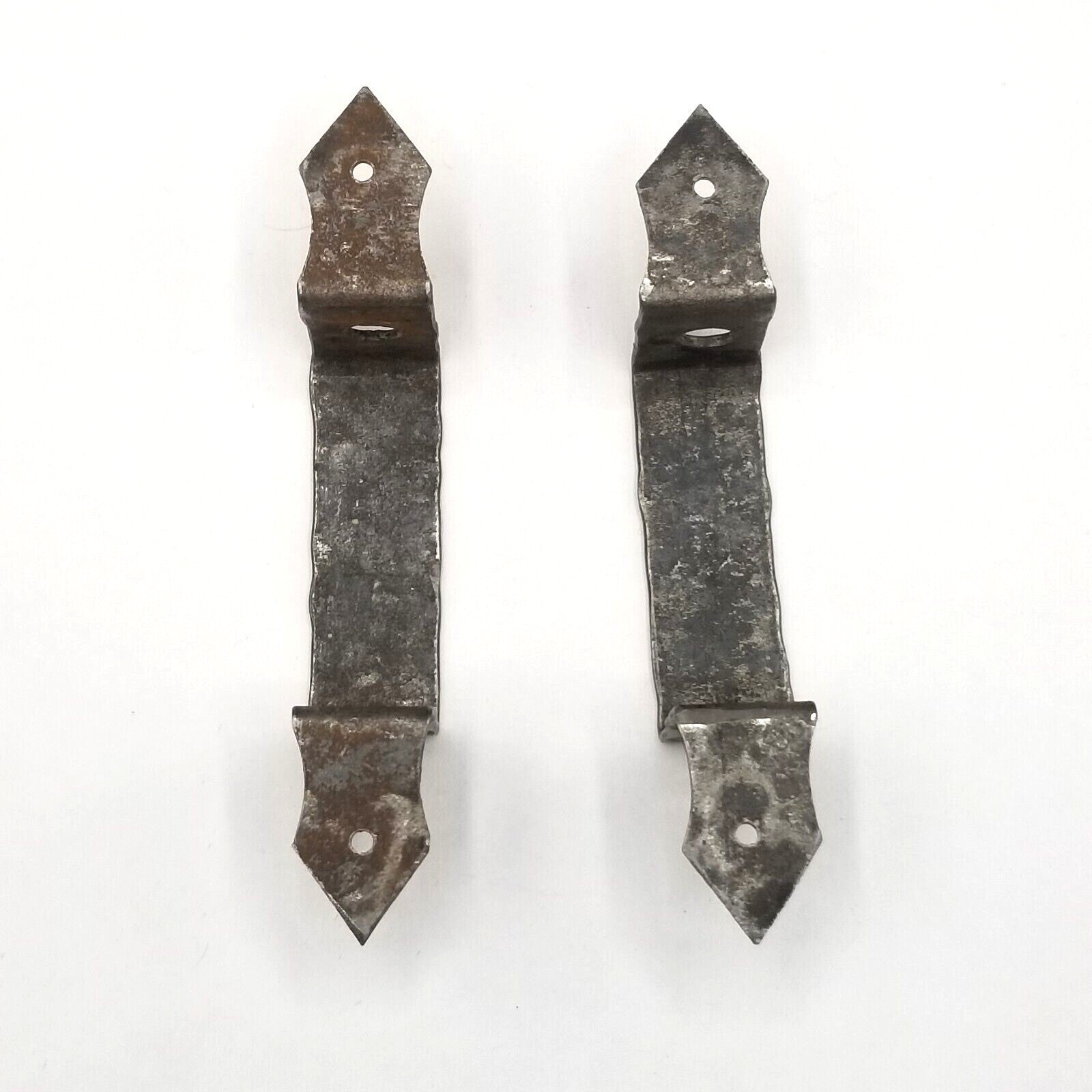 Vintage PAIR Steel Pull Handle Hammered Silver tone 3 3/4" (holes) Door Cabinet 