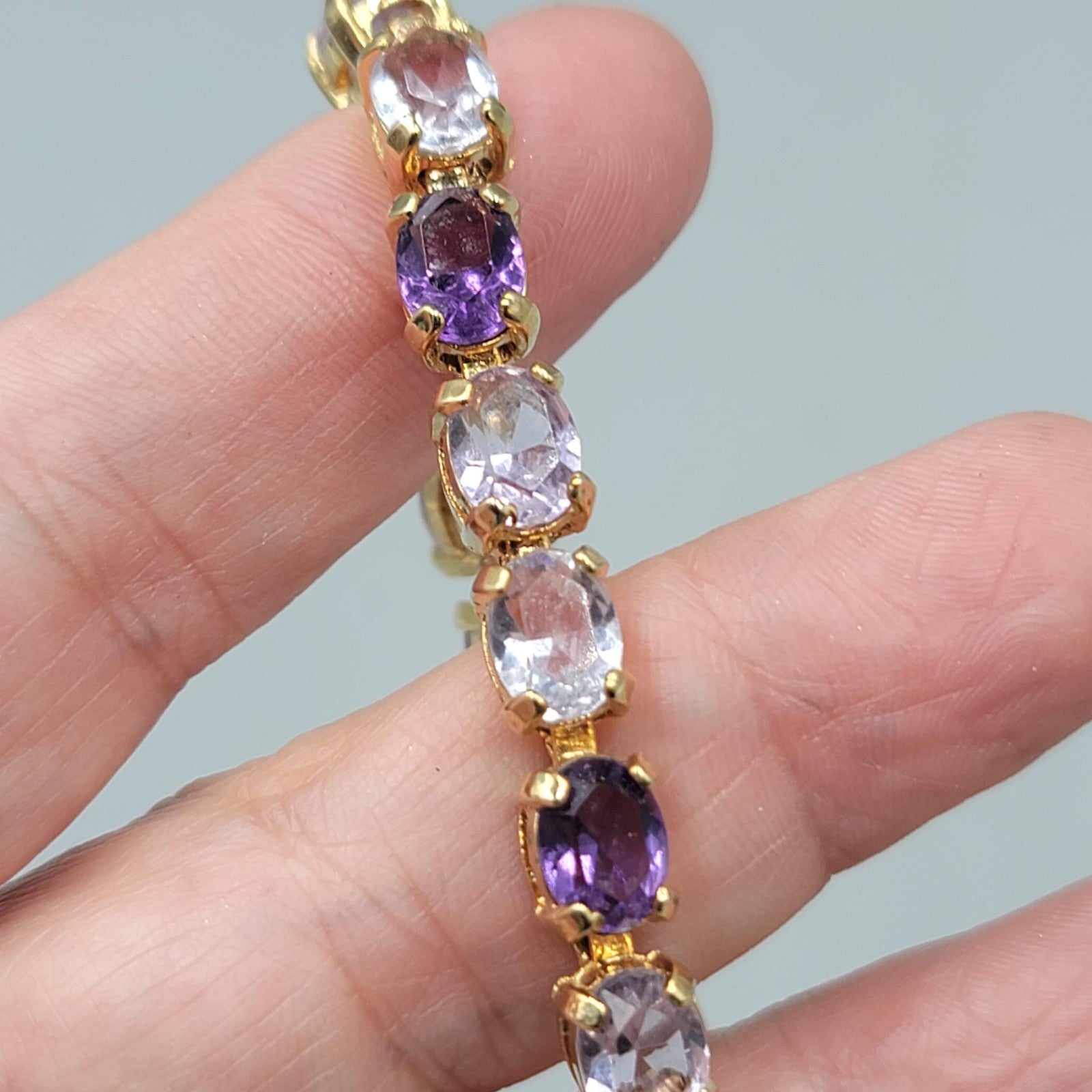 Vintage Purple Crystal Tennis Bracelet 6.75 in