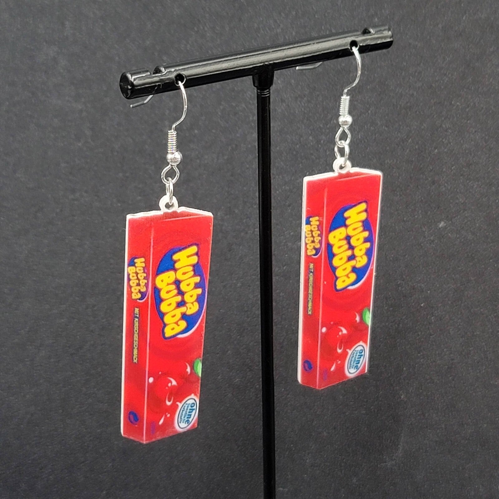 Hubba Bubba Gum Pierced Earrings Fun Novelty Acrylic Dangle  2"