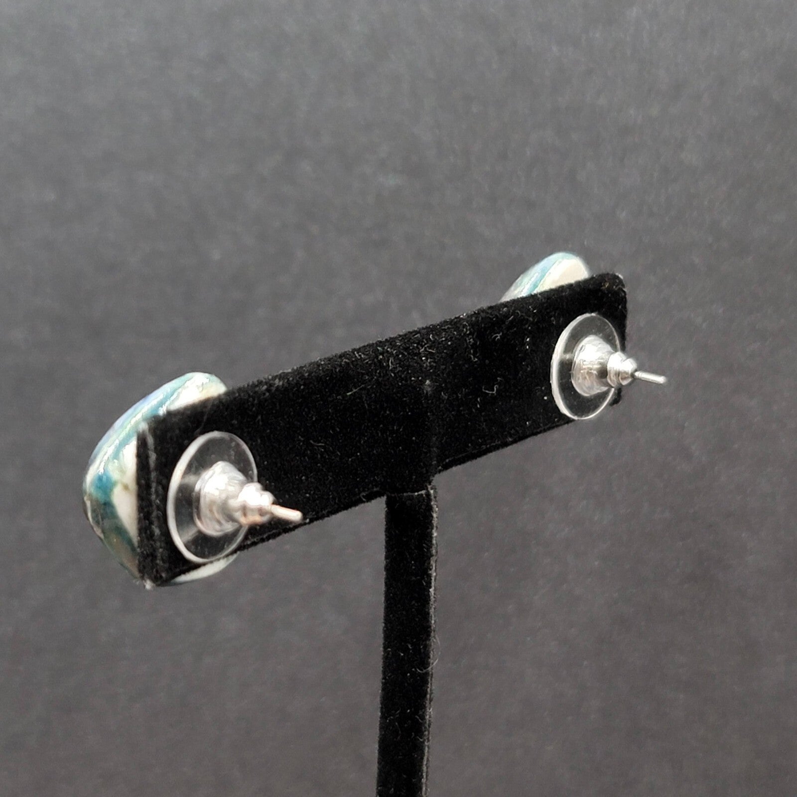 Vintage Pierced Earrings Ceramic Hand Painted Studs 5/8"
