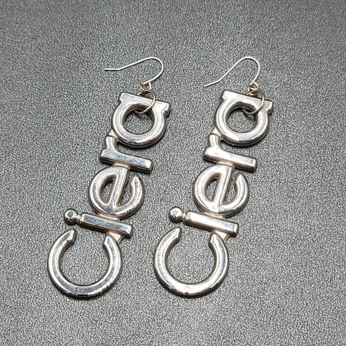 CIERA Pierced Earrings Silver tone Dangle  2.75" Oldsmobile Emblem