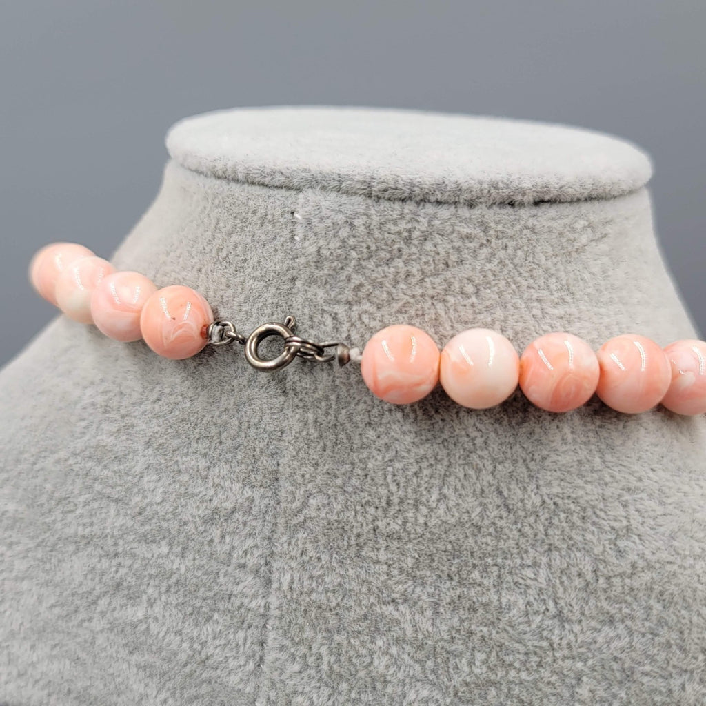Vintage Pink Swirl Bead Necklace Layered Statement 24 in