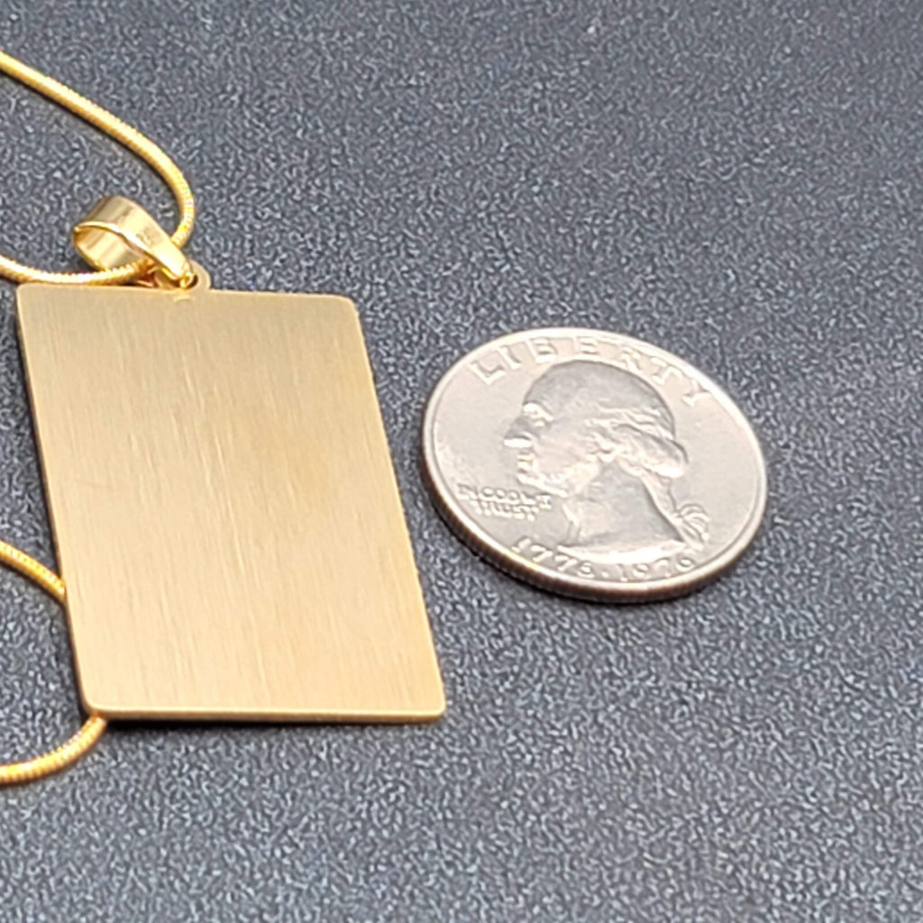 The FOOL Tarot Card Pendant Necklace Major Arcana Gold tone 18”.