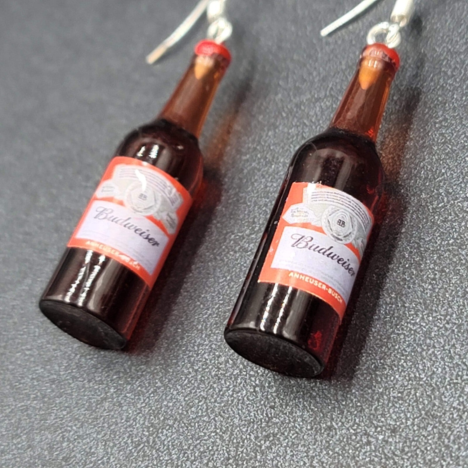 Budweiser Beer Bottle Pierced Earrings 1 5/8" NEW