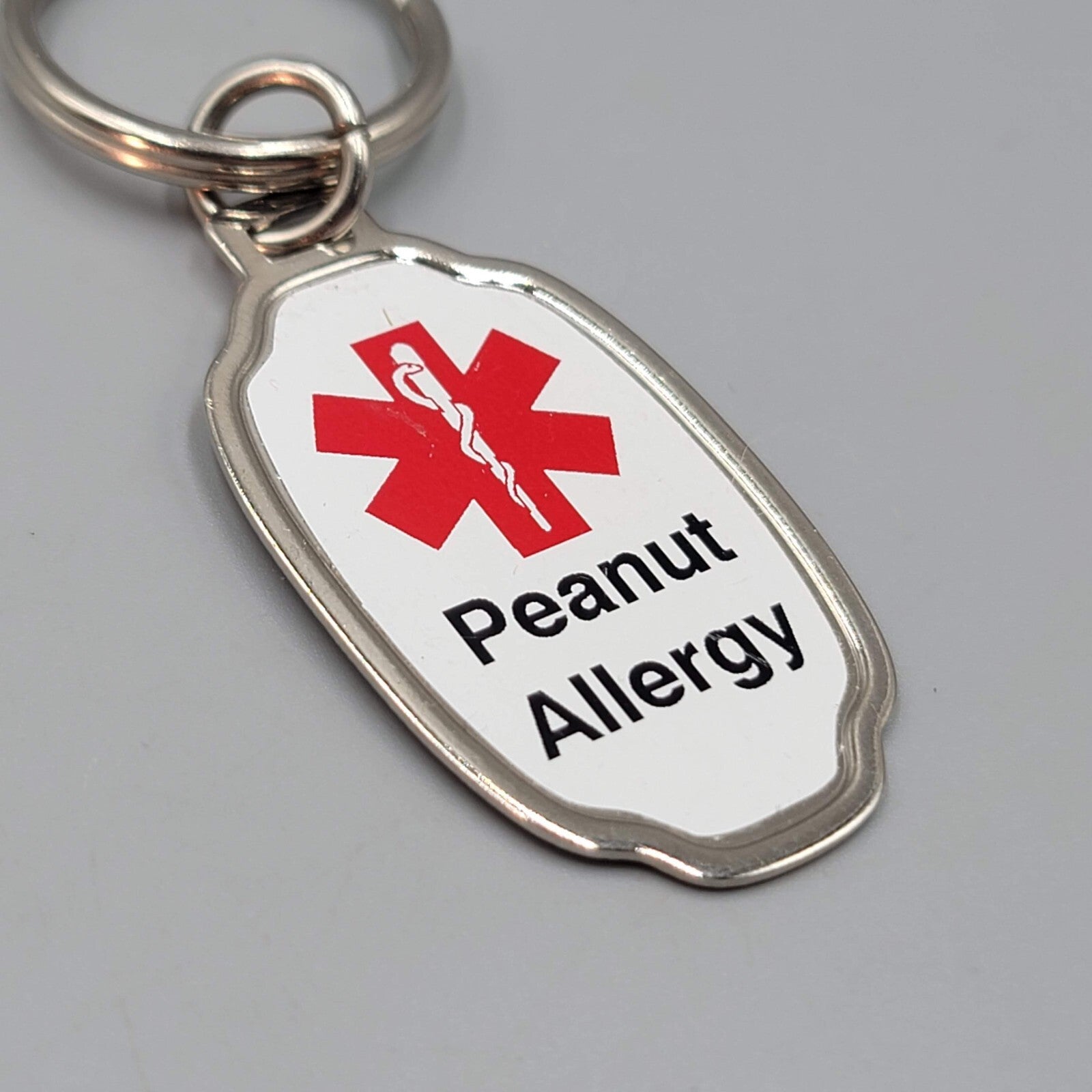 Peanut Allergy Keychain Keyring Stainless Steel Key Holder Allergies