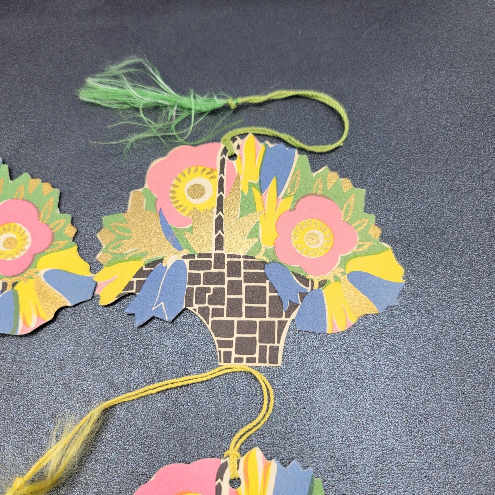 Vintage Set of 4 Art Deco Bridge Tally Card Scorebook Basket of Flowers
