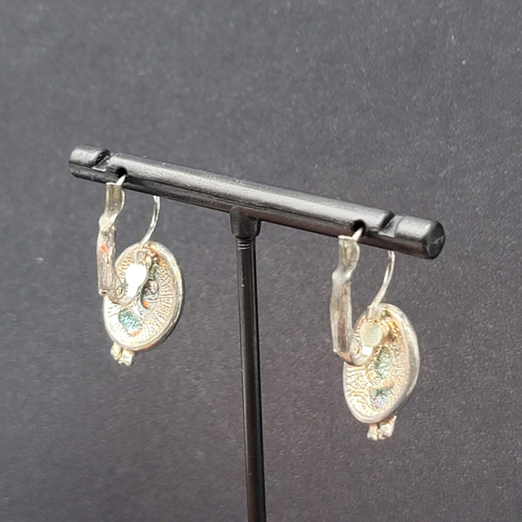 Vintage Red Hat Society Pierced Earrings Enamel Dangle Leverback 3/4"