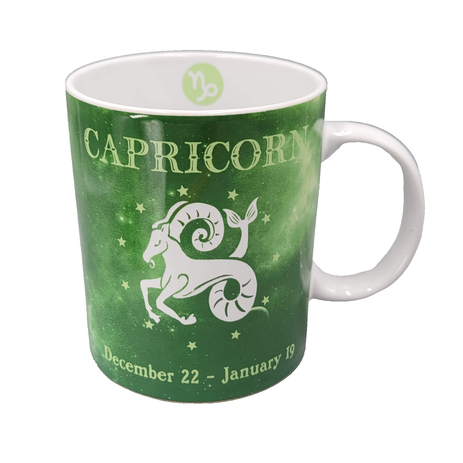 Fisher Capricorn Zodiac Coffee Mug Cup Green Ceramic Astrology Large