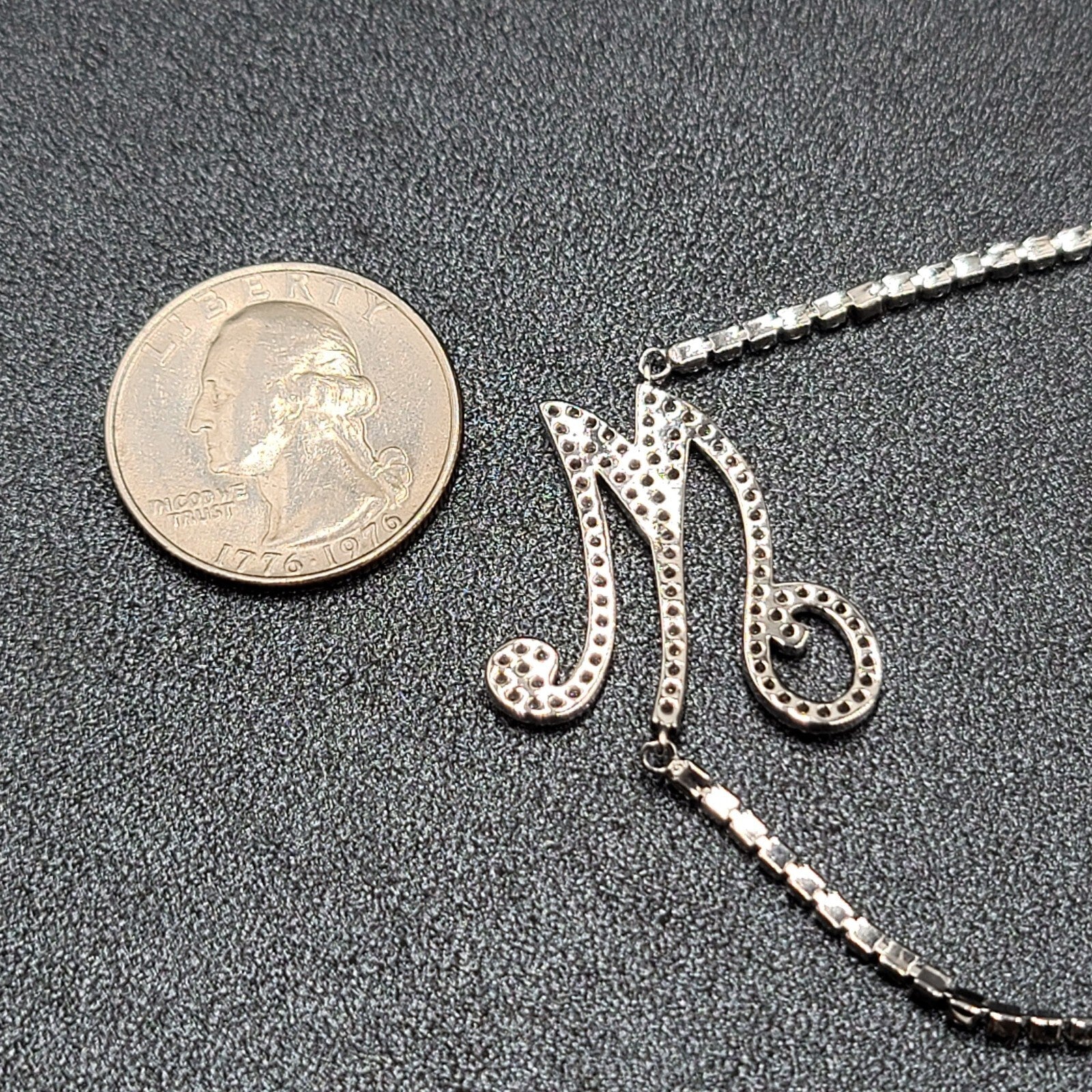 Monogram Initial Bracelet Bracelet Letter M Silver tone Crystal Studded Bolo