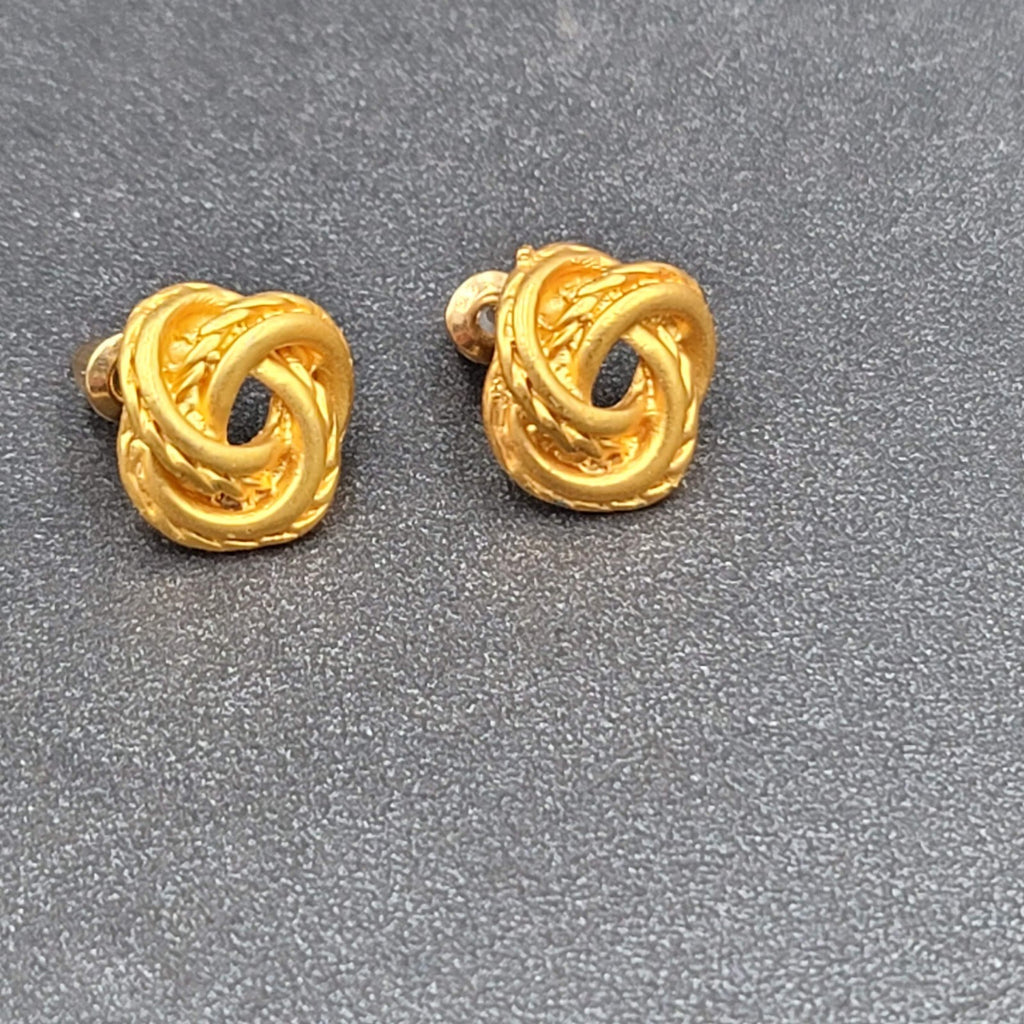 Pierced Earrings Gold Plated Knot Studs  1/2"