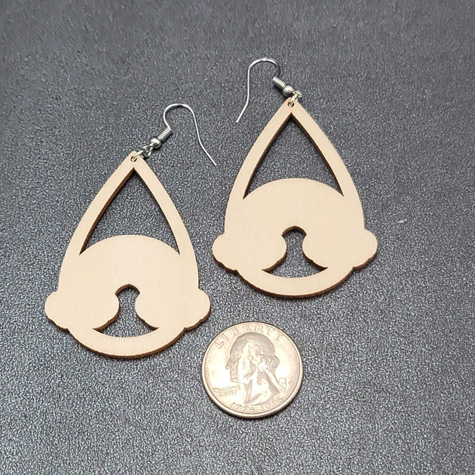New Rainbow Pierced Earrings Pride Wood Teardrop Dangle 2.25"