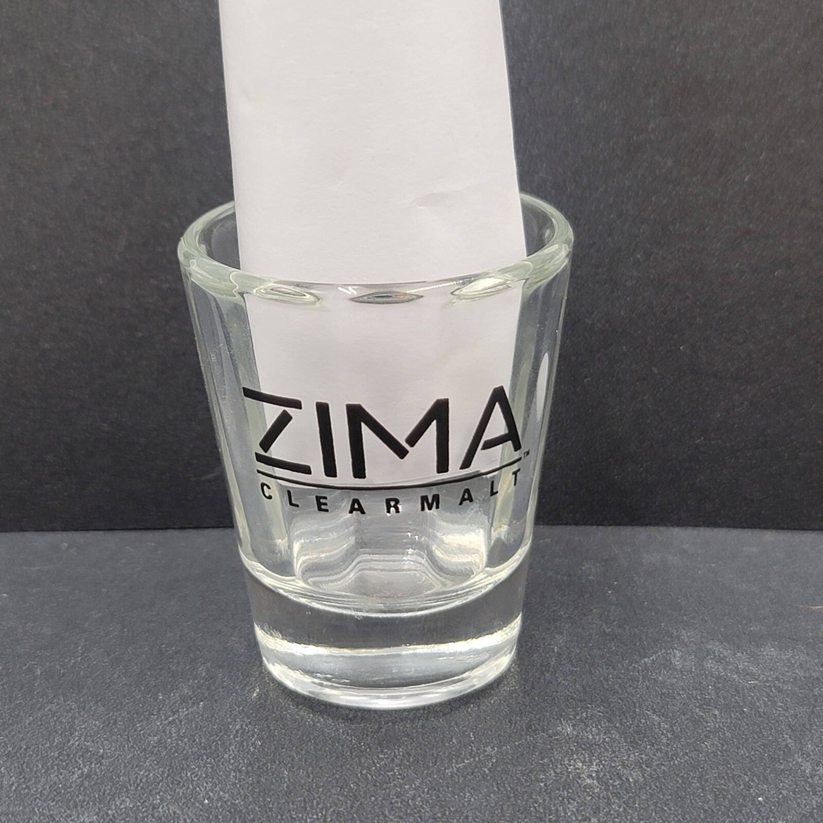 Vintage Zima Clear Malt Glass Shot Glass 2.25" Rare!