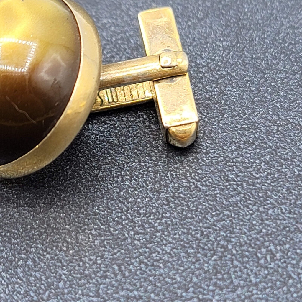 Vintage Cufflinks Lot of 2 Gold tone Blue Green Chatoyant Costume Men's Jewelry